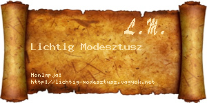 Lichtig Modesztusz névjegykártya
